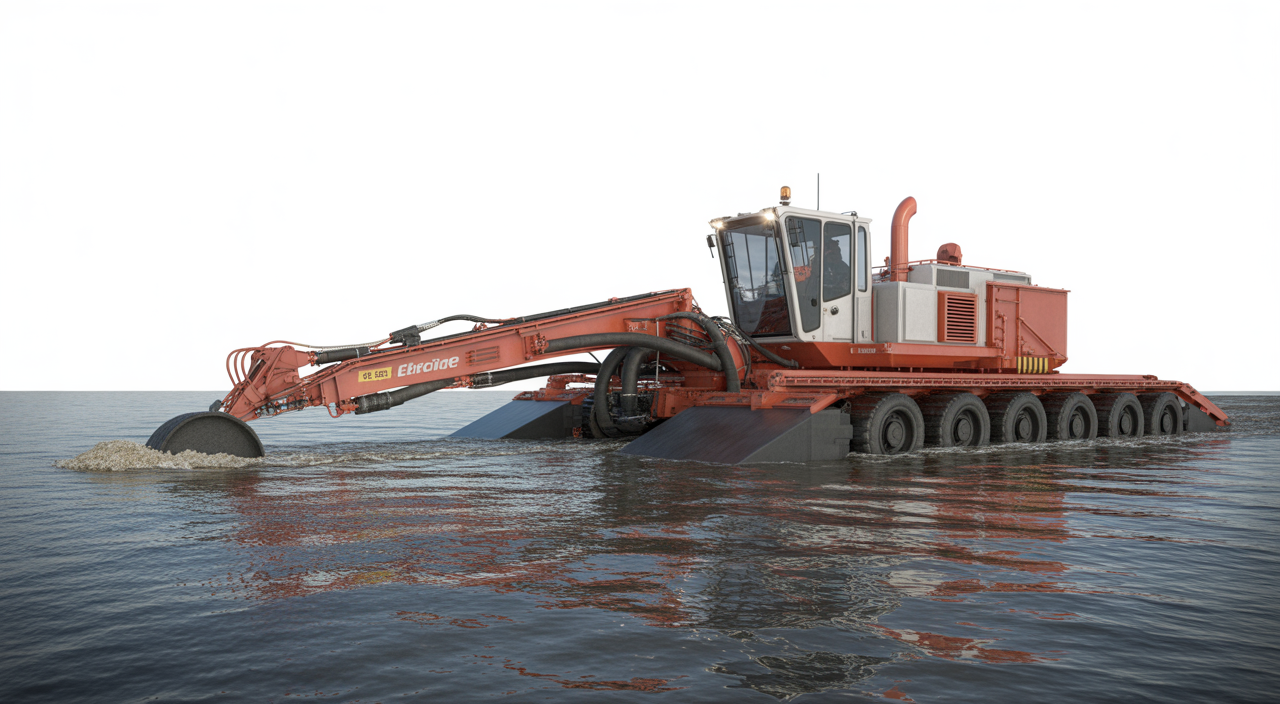 Electric dredge removing sediment from a waterway