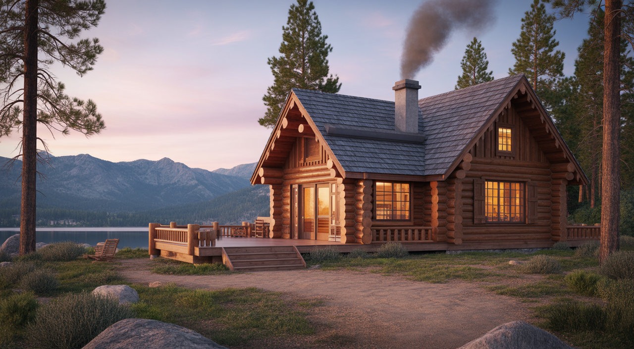 Cozy log cabin in Big Bear Lake with mountain and lake views, perfect for a getaway