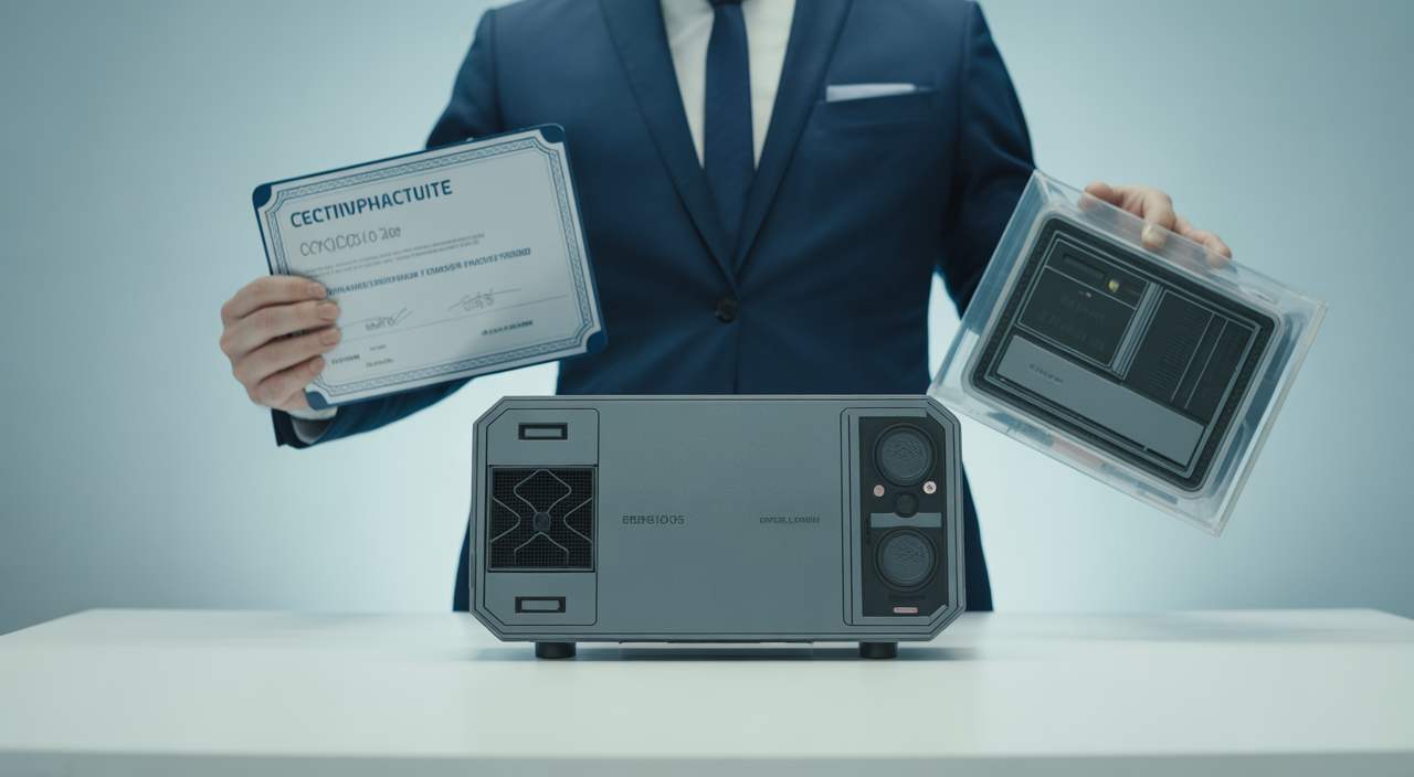Hero image showing an electronic product being professionally inspected and certified for BIS compliance on a clean white background